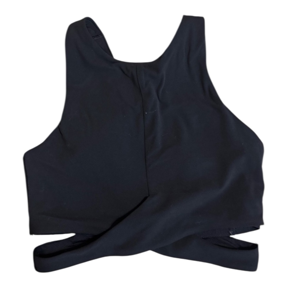 Athleta Conscious Cut Out Crop Top/Athletic Bra Black